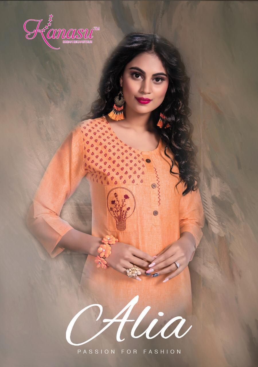 Kanasu Aliia Designer Straight Cut Short Kurti Collection at Wholesale Price